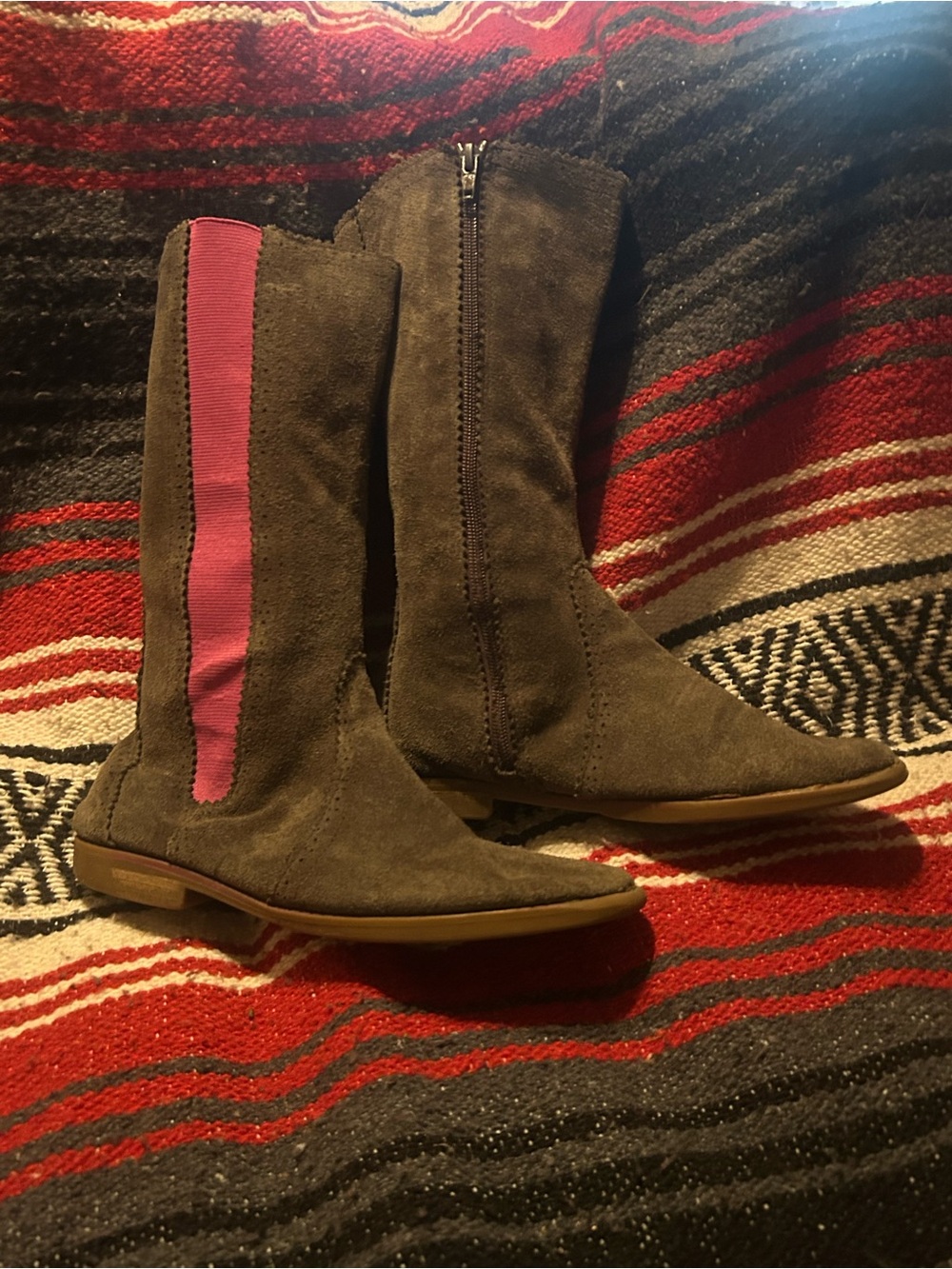 Sperry Brown Suede Ankle Boots with Pink Side Stripe
